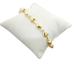 Pulseira Coraçao E Pérola F. Ouro 18k Semi Joia C Garantia
