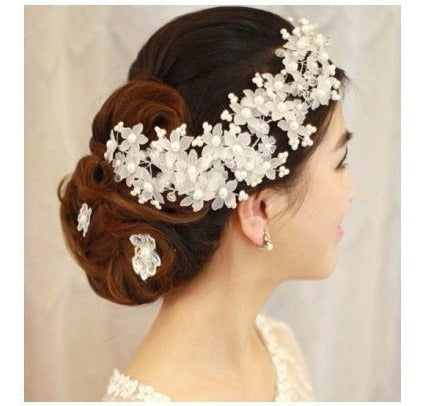 Enfeite Arranjo Tiara Cabelo Noiva Perola Cristal Prata