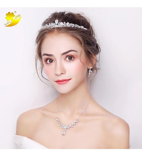 Coroa Tiara Cabelo Noiva Prata Princesa Zirconia Strass Gota