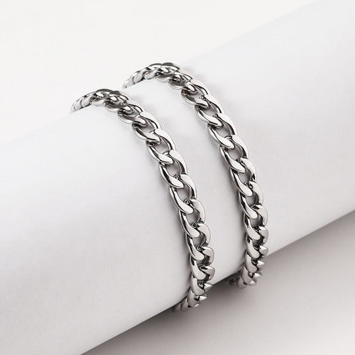 Pulseira Masculina 7 Mm Elo Grumet Aço Inoxidável Grossa