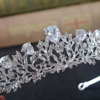 Coroa Tiara Noiva Strass E Zirconia Prata Debutante Luxo