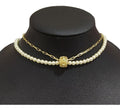 Colar Pérola Noiva Pedra Zirconia Folheado Ouro Semi Joia