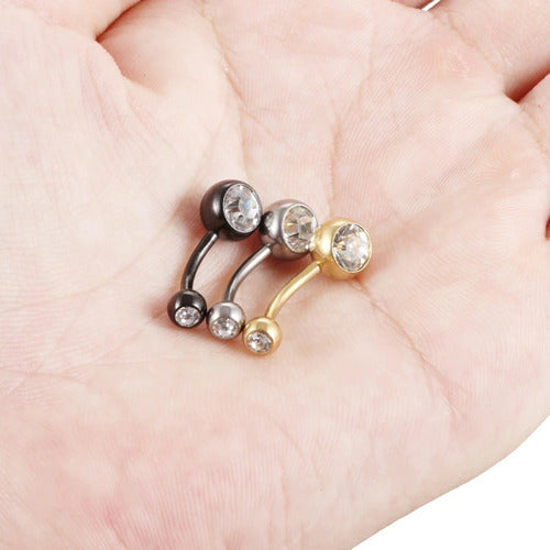 Piercing De Umbigo 100% Titânio Dourado Prata