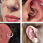 Piercing Argola 100% Titânio Septo Daith Pedra Zircônia 8 10