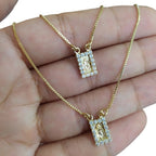 Escapulário Pedra Zirconia Dourado Folheado A Ouro Semi Joia