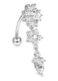Piercing De Umbigo Dourado Rosê Prata Pendurado Invertido