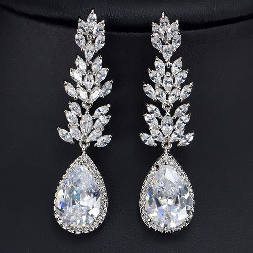 Brinco De Pressão Noiva Zirconia Prata Festa Debutante