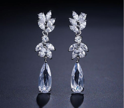 Brinco Noiva Zirconia Gota Prata Festa Madrinha Formatura