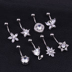 Piercing De Umbigo Prata  Borboleta Zirconia Aço Cirúrgico