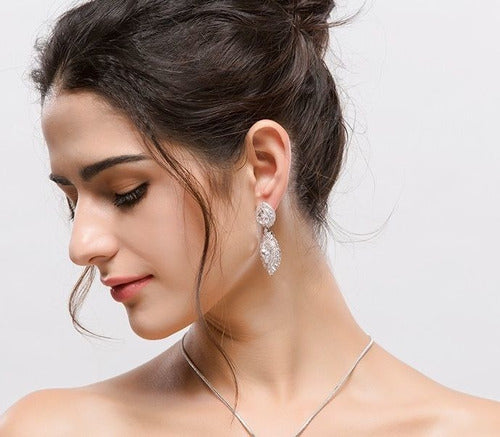 Brinco Noiva Pedra Zirconia Prata Debutante Pendurado Gota