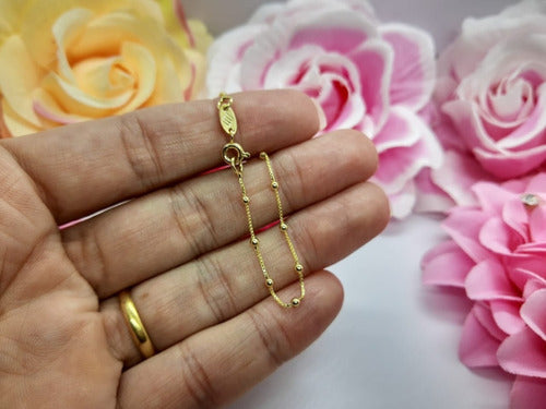 Pulseira Folheada A Ouro 18k Semi Joia Com Bolinhas - Adulto