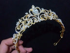 Coroa Tiara Arranjo Cabelo Noiva Strass Dourada Debutante