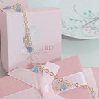 Pulseira Pingentes Pedras Cristais Coloridos Banhado A Ouro