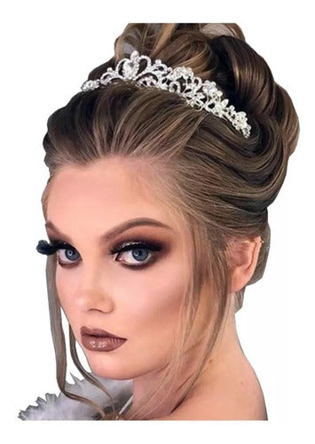 Coroa Tiara Prata Noiva Strass Debutante Promoção Barata
