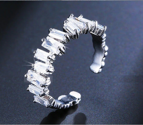 Anel Noiva Pedra Zirconia Festa Prata Ou Dourado Casamento