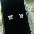 Brinco Zirconia Dourado Dama Daminha Folheado Ouro Borboleta