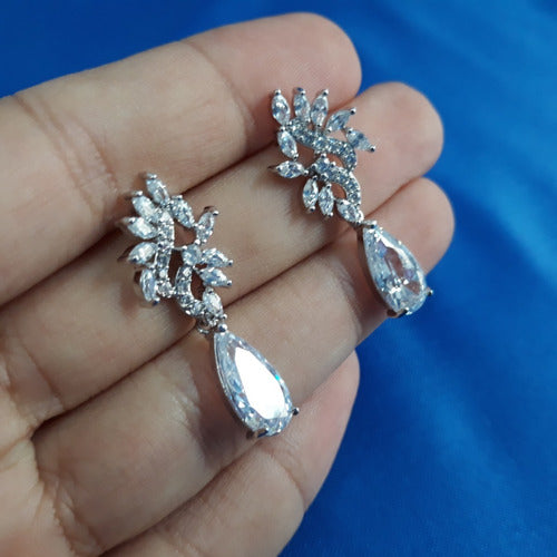 Brinco Noiva Pedra Zirconia Prata Gota Debutante 15 Anos