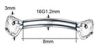 Piercing Sombracelha Banana Aço Cirúrgic Pedra Zircônia 3 Mm