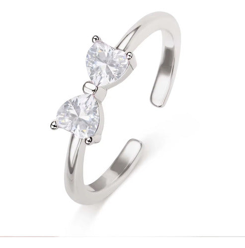 Anel Falange Pedra Zirconia Festa Dourado Coração Delicado