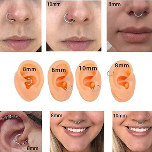 Piercing Argola 100% Titânio Septo Daith Pedra Zircônia 8 10
