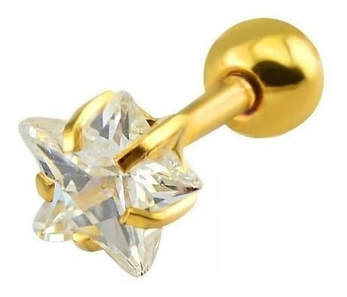 Piercing Tragus Helix Flat Cartilagem Mini Estrela 3 4 5 Mm
