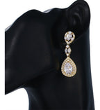 Brinco Noiva Zirconia Dourado Gota Pendurado Festa Debutante