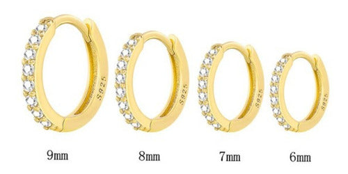 Trio Brinco Argola Pedra Zircônia F Ouro Garantia 8 10 12 Mm