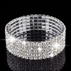 Pulseira Bracelete Prata Com Strass Noiva Debutante Luxo
