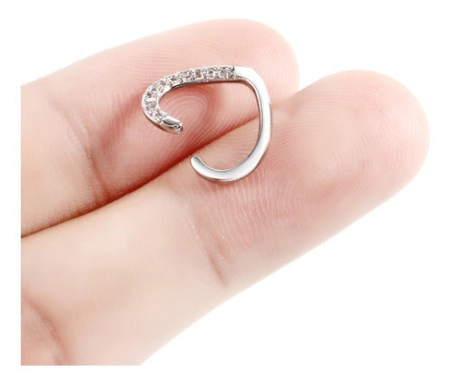 Piercing Daith Coração Prata Love Pedra Zirconia 10 Mm