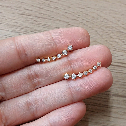 Brinco Ear Cuff Noiva Pedra Zirconia Dourado Debutante Festa