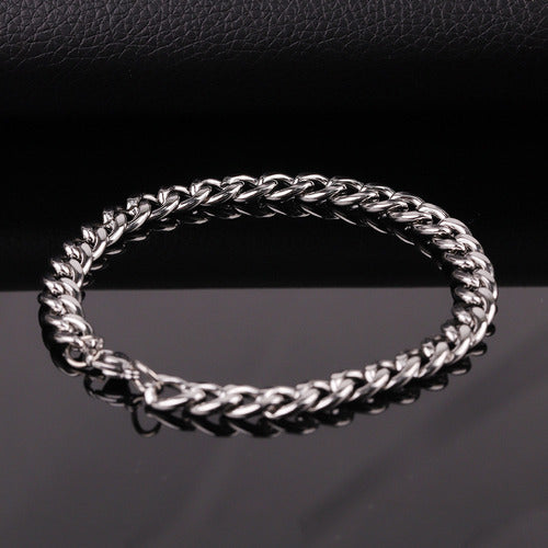 Pulseira Masculina 7 Mm Elo Grumet Aço Inoxidável Grossa