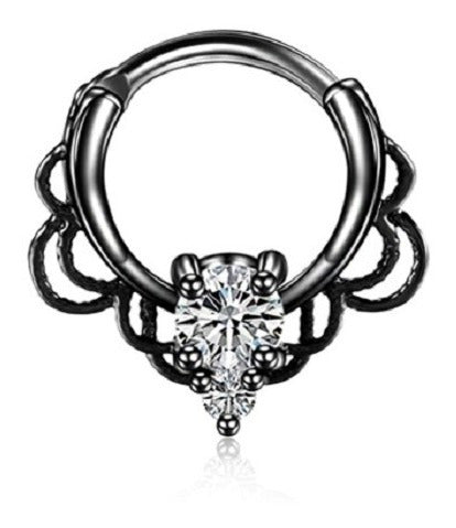 Piercing Para Nariz Septo Indiano Prata Pedra Zirconia