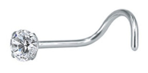 Piercing Nariz Nostril Aço Pedra Zirconia 3mm Pt De Luz