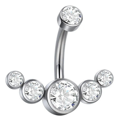 Piercing De Umbigo Pequeno Pedra Strass Aço Cirúrgico