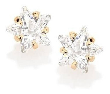 Brinco Pedra Zirconia Estrela 2 Furo Daminha Infantil 5 Mm