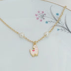 Pulseira Infantil Pingente Lhama Pérola Banhada Ouro 18k