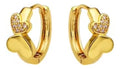 Brinco Argola Coração F Ouro 18k Dourado Pedra Zirconia