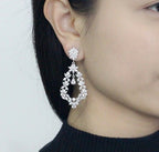 Brinco Noiva Zirconia Pendurado Prata Festa Debutante Luxo