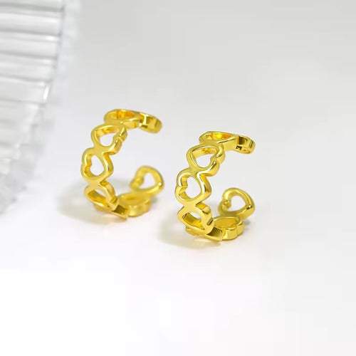 Piercing Argola Falso Fake Dourado Coração Pequeno Delicado