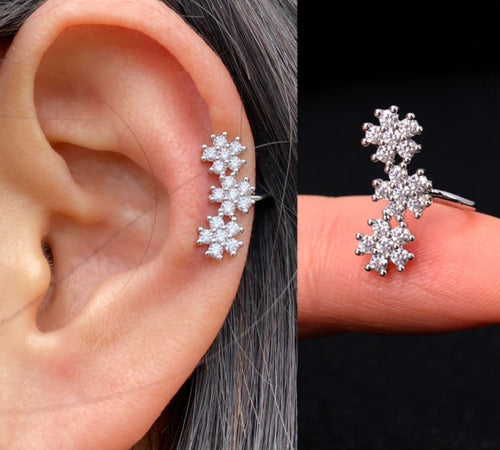 Piercing Argola Falso Fake Pressão Pedra Zircônia Orelha