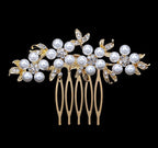 Arranjo Enfeite Cabelo Noiva Dama Dourado Strass Perola