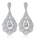 Brinco Noiva Zirconia Prata Formatura Debutante Gota Grande