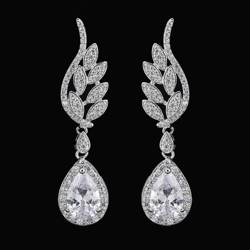 Brinco Noiva Pedra Zirconia Prata Gota Debutante Festa