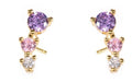 Brinco Ear Cuff Pedra Zirconia Dourado Infantil Pequeno Rosa