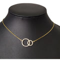 Colar Pedra Zirconia Círculo Duplo Aliança Folheado Ouro 18k