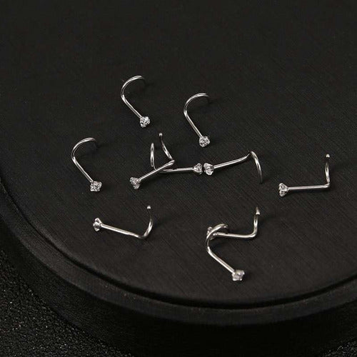 Piercing Nariz Nostril Aço Pedra Zirconia 3mm Pt De Luz