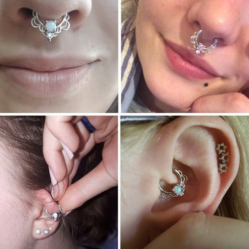 Piercing Para Nariz Septo Indiano Prata Pedra Zirconia