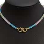 Colar Infinito Pedra Cristal Colorido F. Ouro18k Dourado