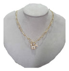 Colar Cadeado Mosquetão Moda Dourado Ou Prata Pedra Zirconia