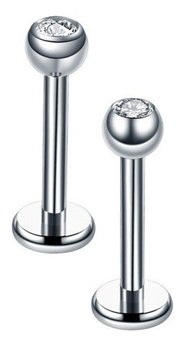 Piercing Tragus Titânio Flat Helix Labret Pedra Zirconia